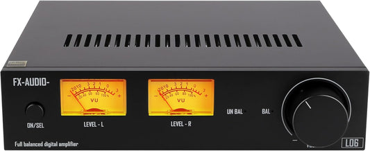 FX-Audio- L06 volledig symmetrische versterker met VU-meter – 500 W + 500 W Dual TPA3255 HiFi-klasse D-stereo-digitale versterker voor passieve 2Ω-8Ω-8Ω-luidsprekers, thuisaudio