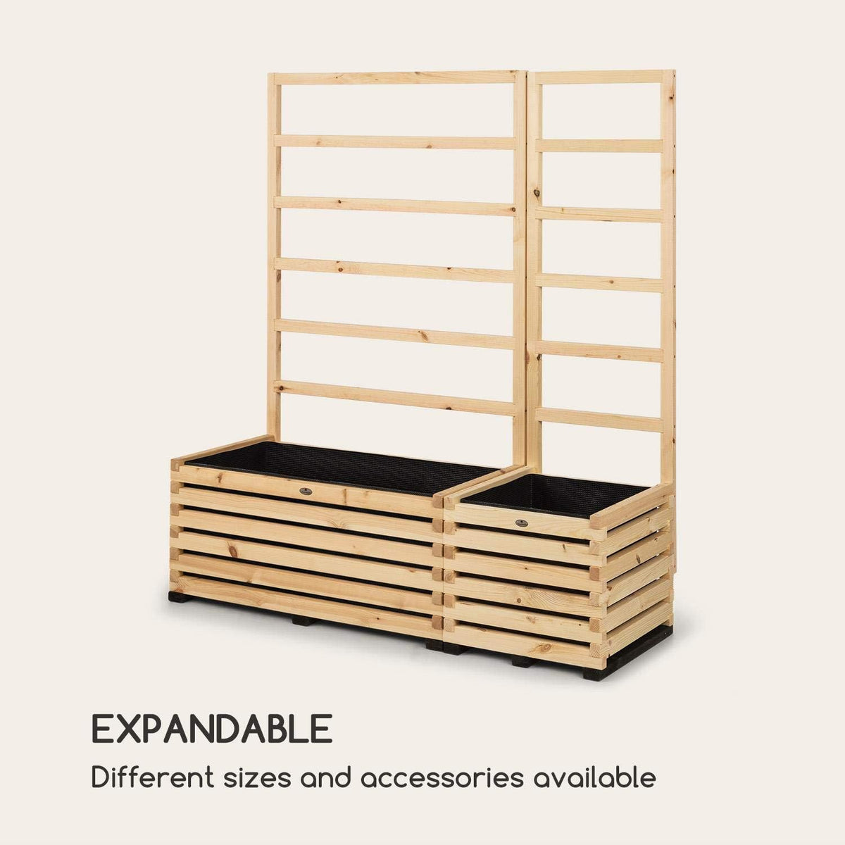 Blumfeldt Modu Grow - Raised Bed & Trellis Set Planter Flower Box with Trellis Climbing Aid Solid and Durable Pine Wood, 50 x 151 x 50 cm (WxHxD), Pine - QUORE