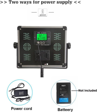 Dimbare Tweekleurige Led-Videolamp – Videolamp – Led-Videolicht – Studiolamp – Fotolamp – 3200K-5500K Traploos Instelbaar – CRI 96+ Met U-Houder En Barndoors