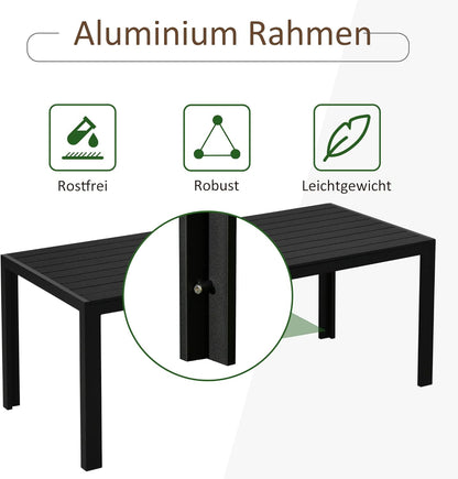 Outsunny garden table aluminum table garden terrace wood-plastic WPC Non-wood black - QUORE