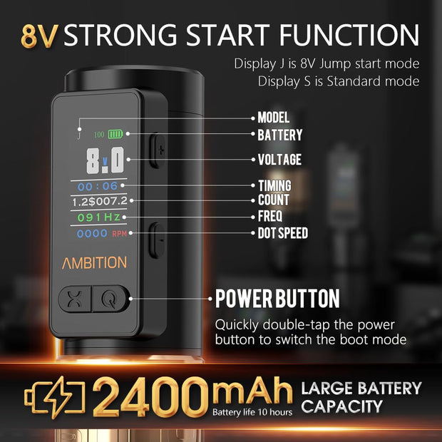 Soldier Max Gold - Tattoo Machine - Tattoo pen - Tattoo Set - Complete set for beginners &amp; advanced - Tattoo Machine Pen - Stroke 4.0mm - 13000Rpm- 12V - 55dB