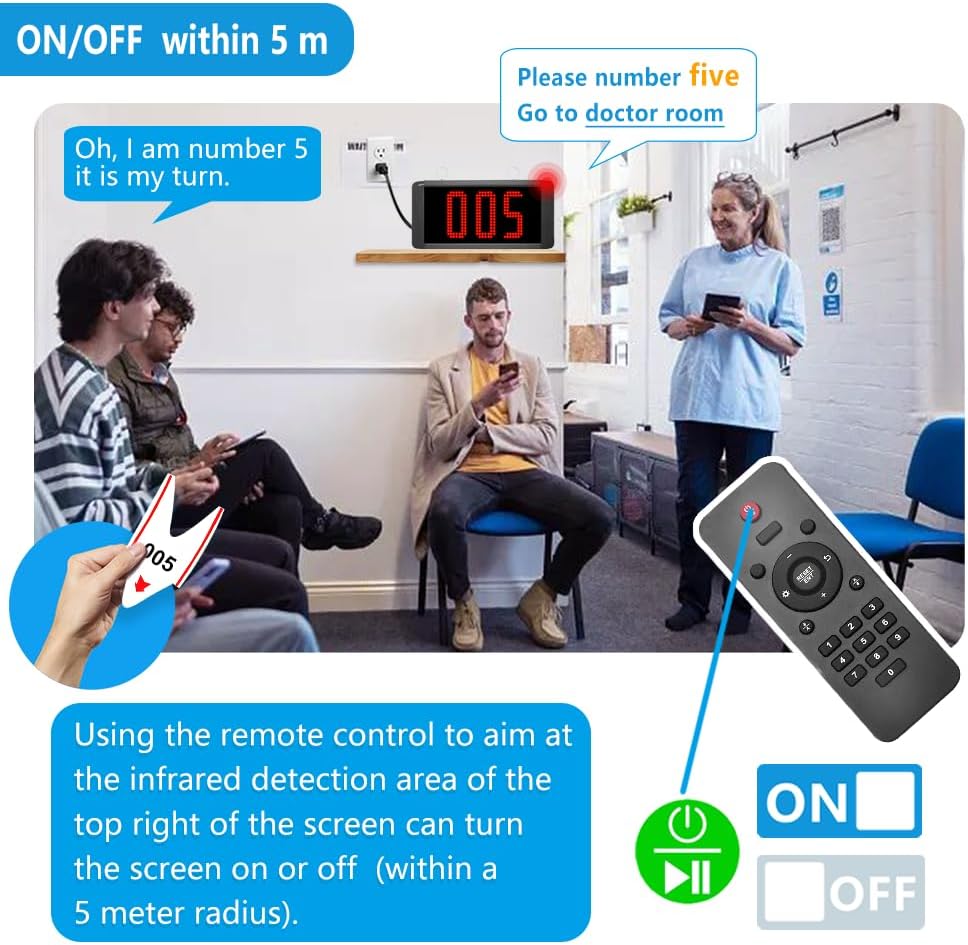Wireless Queue Call System Pager - Number Display System Restaurant Pager System Customer Number System for Restaurant Hospital Bank Queue Management (1 Call Keyboard+2 Display) - QUORE