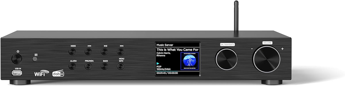 Maxxo Hi-Fi Tuner TR05 – DAB+/FM/internetradio met Bluetooth, wifi, USB, Spotify, 3,2 inch kleurendisplay, afstandsbediening, digitale radio-ontvanger