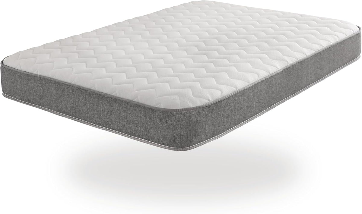 Starlight Beds Essentials Zig Zag tweepersoonsmatras met veren en traagschuim. 7,5 inch budgetmatras, grijs, zachte stevigheid (135 x 190 x 19 cm)