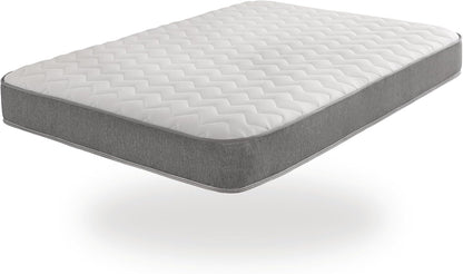 Starlight Beds Essentials Zig Zag tweepersoonsmatras met veren en traagschuim. 7,5 inch budgetmatras, grijs, zachte stevigheid (135 x 190 x 19 cm)