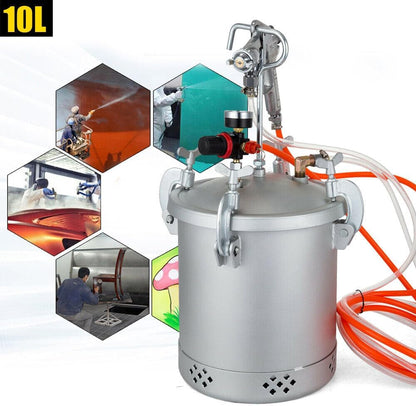 Verfspuit – Spuitpistool – Verfspuitmachine – Lakspuit – Drukspuit – 10L Metalen Drukvat – Veiligheidsklep en Drukregelaar