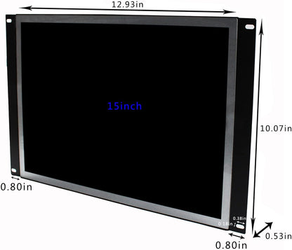Industriële Monitor – Draagbaar Scherm – IPS Display – LCD Monitor – 15 Inch Beeldscherm – 1024x768 Resolutie – HDMI VGA DVI Aansluitingen – Robuuste Metalen Behuizing – Helder 300 cd/m² Scherm