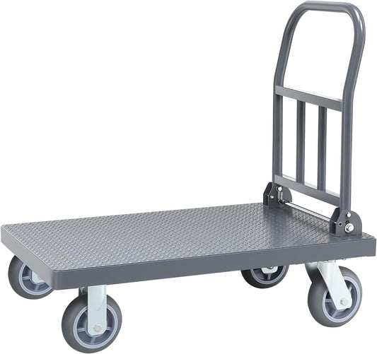 Platformwagen – Transportwagen – Magazijnwagen – Steekwagen – Trolley – Laadvlak 90 x 60 cm – Draagvermogen 500 kg