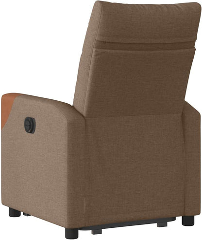 Relaxstoel – Relaxfauteuil – TV Stoel – Ligstoel – Sta-Op Stoel – Elektrische Sta-Op Hulp – Verstelbare Rugleuning en Voetensteun – Bruine Stof