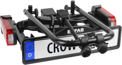 EUFAB 11569 fietsendrager CROW BASIC, geschikt voor e-bike, gedeeltelijk voorgemonteerd, voor 2 fietsen, voor trekhaak,Standaard,Zwart