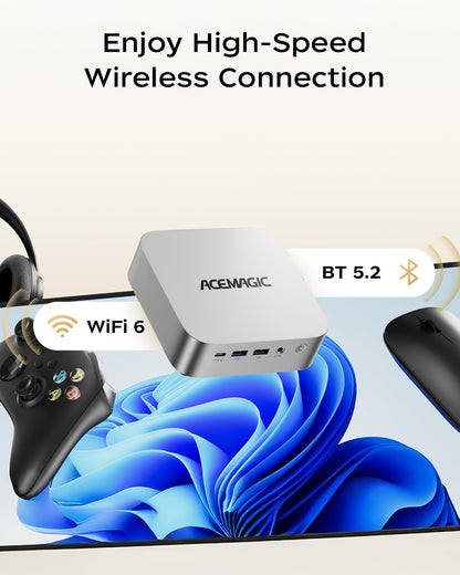 ACEMAGIC K1 Mini PC, Intel Core i5 12600H (12C/16T), 16GB DDR4 512GB SSD Micro Desktop Computer voor kantoor/thuisbioscoop/vergaderingen/zakelijk gebruik/reizen【DP+HDMI+USB-C/ Wifi6/ Bluetooth5,2】