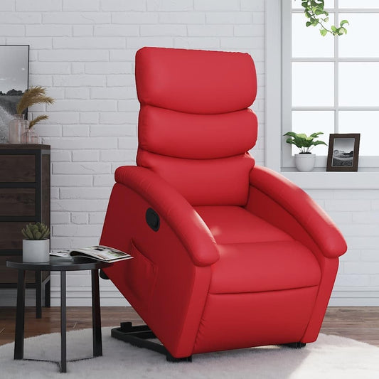 Relaxstoel – Fauteuil – TV-Stoel – Ligstoel – Relaxfauteuil – Elektrische Opstahulp – Kunstleer Rood