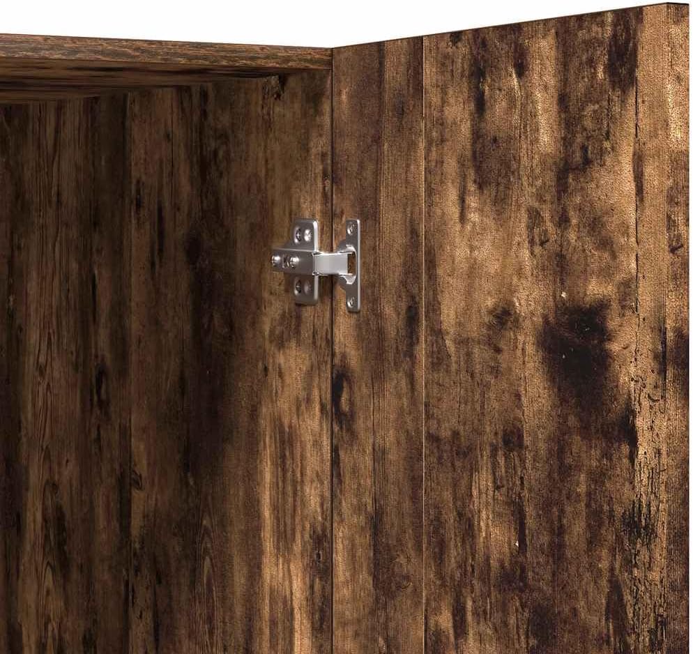 Wasmachinekast – Badkamerkast – Opbergkast – Kast – Waskast – Gerookt Eiken – Stevig Bemaakt Hout – Compact 71x71,5x91,5 cm