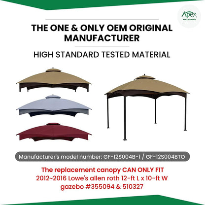 Allen + Roth Gazebo Beige Vervanging Luifel Top Model # GF-12S004BTO