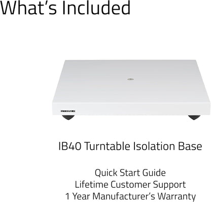 Fluance IB40 Isolatiebasis voor draaitafel, houten platform met in hoogte verstelbare poten en waterpas, verbeterde geluidshelderheid, universele compatibiliteit, pianowit