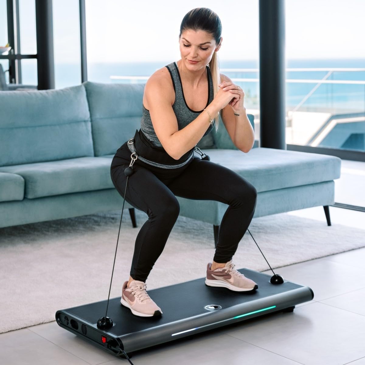G1i Smart Home Gym – High-quality strength training equipment with 150 kg resistance, 75 levels, smart bar, app control and complete accessory set - QUORE