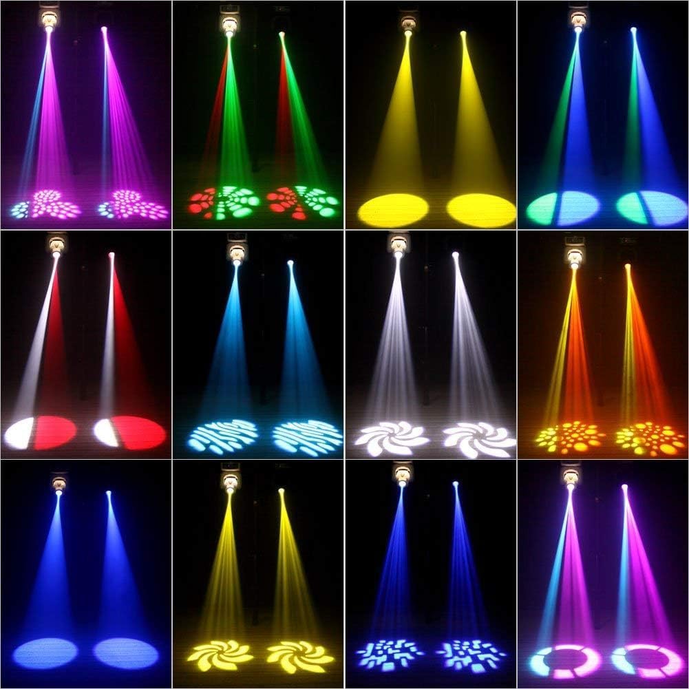UKing 50W Moving Head LED Disco Light Party Light DMX 512 RGBW Light Effects 8 Gobo 8 Colors 9/11 Channels for DJ Party Lighting Light - QUORE