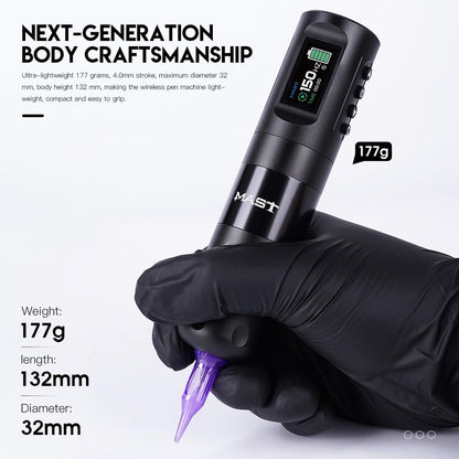 MAST TATTOO Penmachine Draadloze batterij LCD-scherm Roterende tattoo-machine (4,2 MM STROKE)