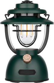 Campinglamp - Kampeerlamp - Retro Stijl LED-lantaarn - Dimbare - Draagbare - met Noodstroombank - USB-C & A Oplaadbaar - voor Buiten - Camping - Noodsituatie - IPX5 Waterdicht - 300Lm - 11200 mAh - Klaverbroen