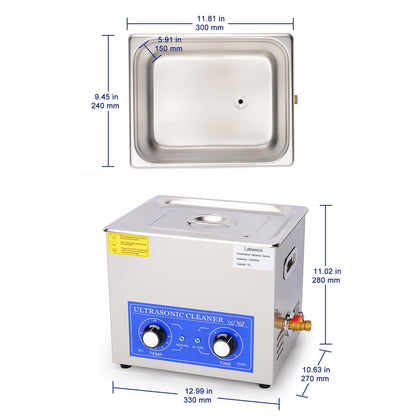 Ultrasone reiniger – Ultrasoon apparaat – Ultrasoonbad – Ultrasoon cleaner – 10 liter – Roestvrij staal 304 – Instelbare verwarming tot 80 °C