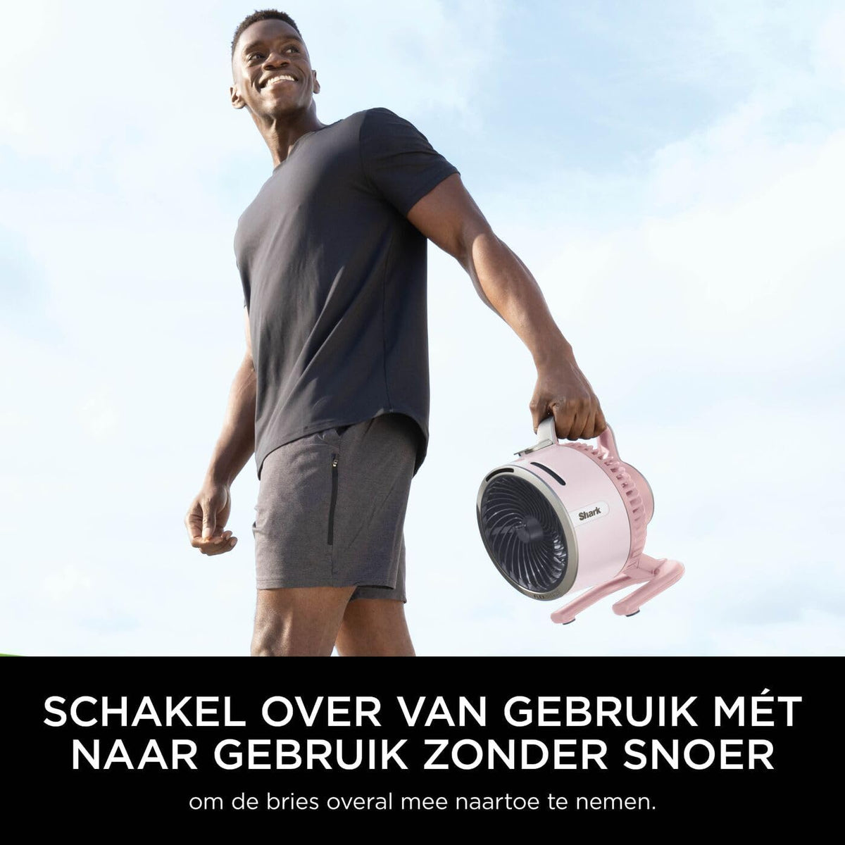 Shark FlexBreeze HydroGo, krachtige draagbare ventilator met verneveling, koeling binnen en buiten, stil en duurzaam, snoerloos, compact en lichtgewicht, luchtstroom tot 20 m, Kwarts FA050EUPK