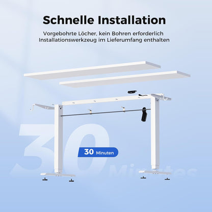 Agilestic In hoogte verstelbaar bureau 150 x 60 cm, stabiel bureau met elektrische hoogteverstelling en handmatige bediening met geheugen, ergonomisch bureau om staand of zittend te werken, wit