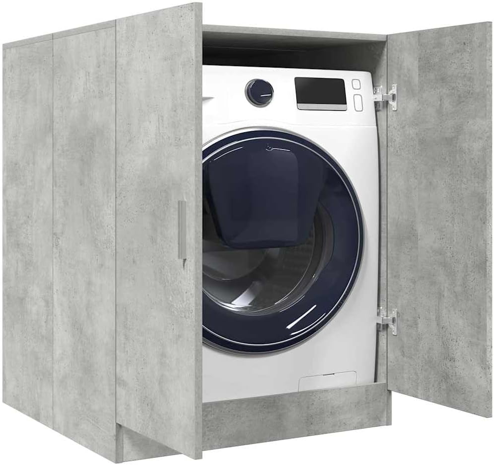 Wasmachinekast – Wasmachine Meubel – Bijkeuken Kast – Badkamer Kast – Wasruimte Meubel – Betongrijs – 70,5x71,5x91,5 cm – Vochtbestendig Spaanplaat