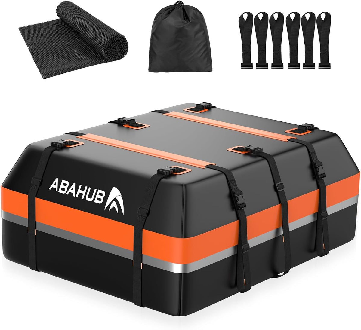 Abahub Car Roof Box 800D Soft Opvouwbare Waterdichte Daktas met Deurhaak, Antislipmat, Opbergtas, Reflecterende Strip voor Alle Auto's met/zonder Bagagerek (600L)