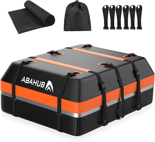 Abahub Car Roof Box 800D Soft Opvouwbare Waterdichte Daktas met Deurhaak, Antislipmat, Opbergtas, Reflecterende Strip voor Alle Auto's met/zonder Bagagerek (600L)