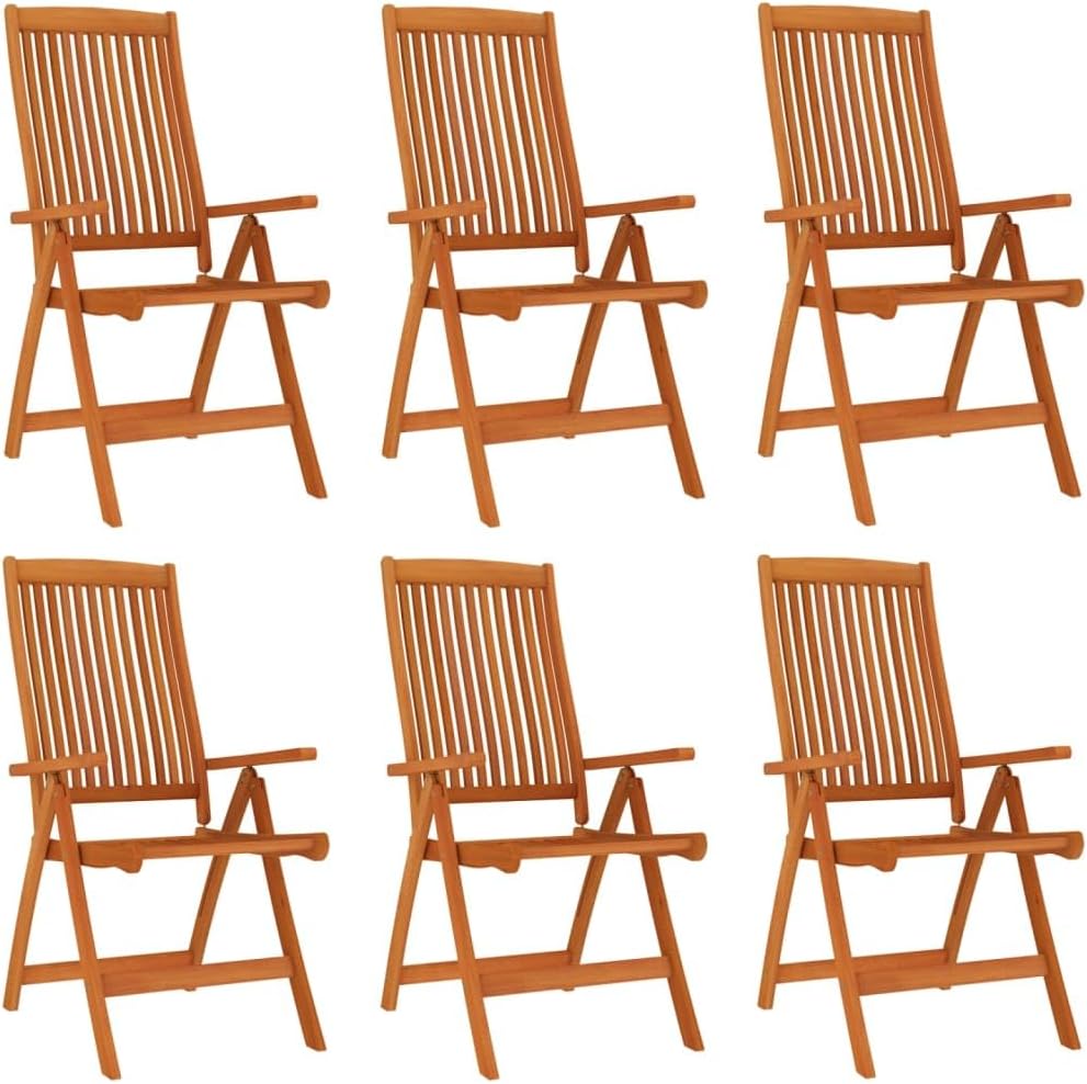 vidaXL Garden chairs 6 pcs collapsible solid eucalyptus wood
