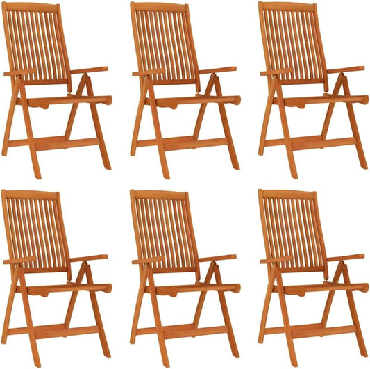 vidaXL Garden chairs 6 pcs collapsible solid eucalyptus wood