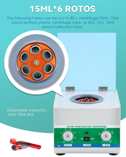 Mxmoonant Laboratorium Lage snelheid centrifugeert Desktop 15mlx6, 0~4000rpm, Elektrische Centrifuge met lage snelheid, Geschikt voor Universitaire Laboratoria, Onderzoeksinstellingen, enz.