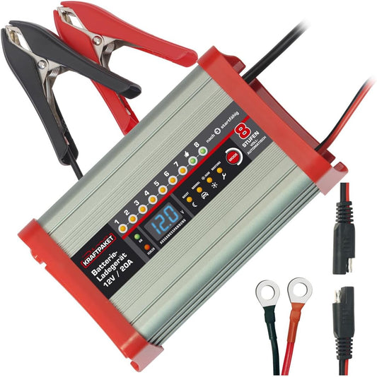 Acculader – Batterijlader – Oplader – Auto-oplader – 12V 20A Slim Automatisch Laadsysteem – Compatibel Met WET, GEL, AGM, EFB Batterijen