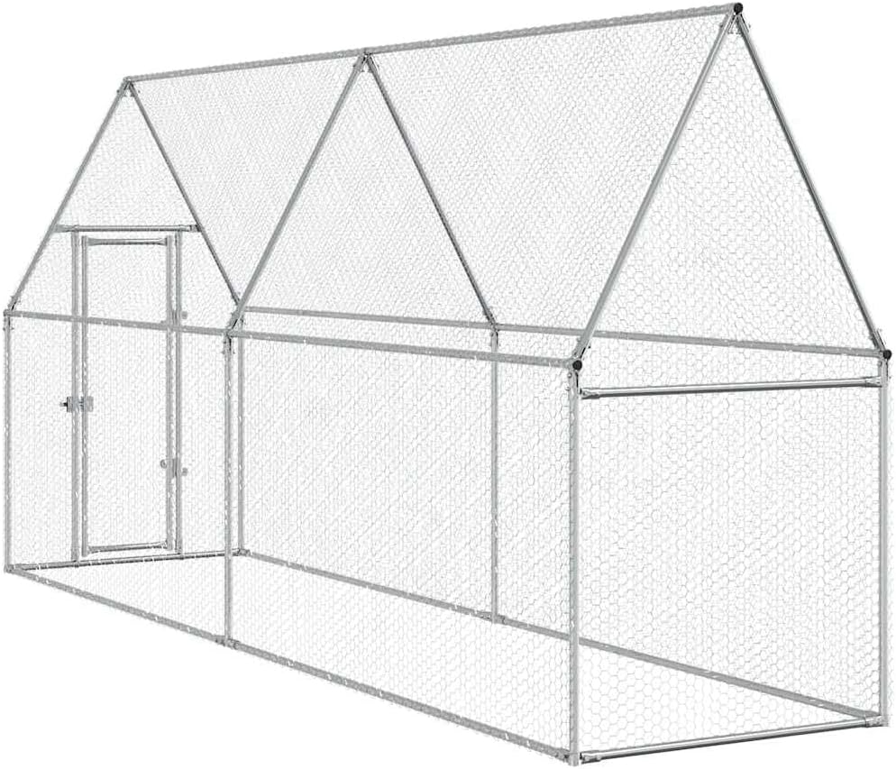 Kippenren – Kipverblijf – Dierenren – Buitenverblijf – Hokkenset – Gegalvaniseerd Staal – 200x100x190 cm – Stevig En Weerbestendig