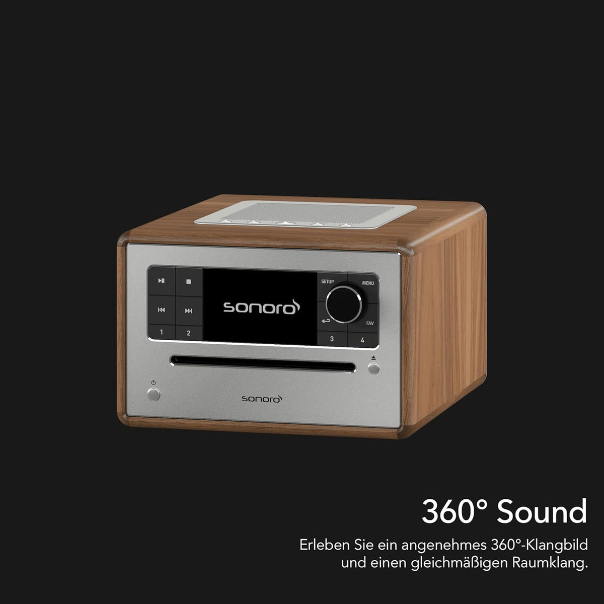 sonoro Elite Internetradio met CD-speler (FM, DAB Plus, Podcasts, Spotify, Amazon Music, Deezer) Walnoot