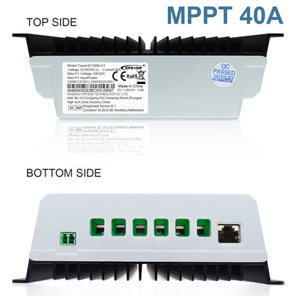 EPEVER MPPT Solar laadregelaar 40 A 12 V/24 V Auto Max PV 100 V Gemeenschappelijk Negatief met Max LCD-scherm PV100 V Zonnepaneel regelaar voor verzegelde lithium overstroomde gel (Tracer4210AN)