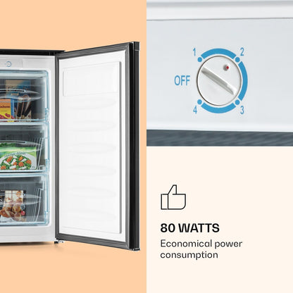 Klarstein Mini-vriezer, klein en stil, vrijstaande vriezer, 69 liter, kleine vriezer, diepvriezer met ijsblokjesvorm en ijskrabber, efficiënte vriezer, compacte vriezer