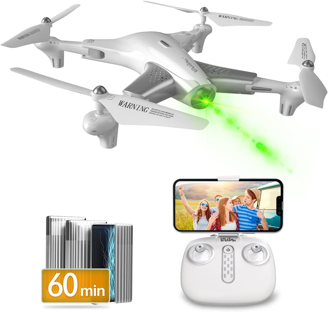 Loolinn | Drone Quadcopter met HD Camera voor Kinderen als Cadeau - Optische Stroompositioneringstechnologie, Zeer Stabiele Vlucht, 60 Minuten Vliegtijd, Drie Batterijen (Cadeau voor Kinderen)