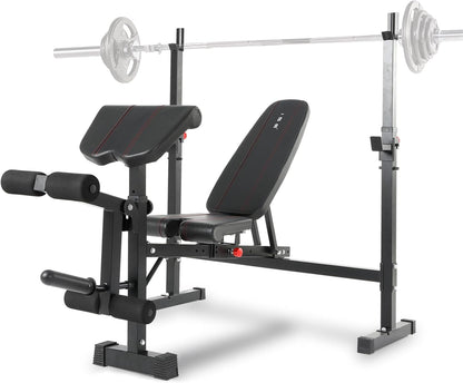 Multifunctionele halterbank, verstelbare trainingsbank met beencurler, 7-traps hoogteverstelling, zwart