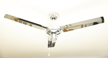 Plafondventilator – Ventilator – Plafondwaaier – Plafondfan – Industrieel Design In Chroom – Ø 122 Cm, Trekschakelaar