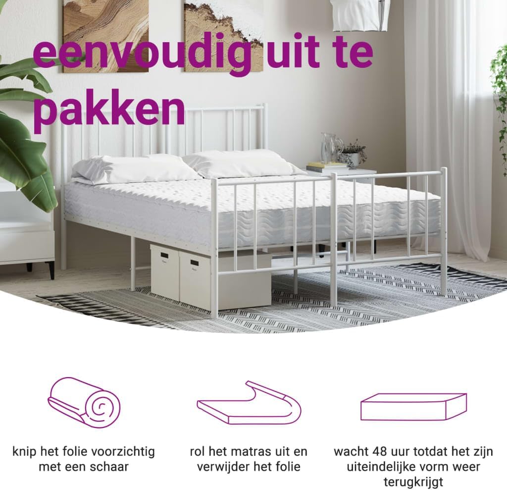 Schuimmatras – Matras – Logeermatras – Bedmatras – Eenpersoonsmatras – Tweezijdige Hardheid H2 & H3 – Ademend Gebreide Hoes – 140 x 200 x 17 cm – 22D PU-Schuim Vulling