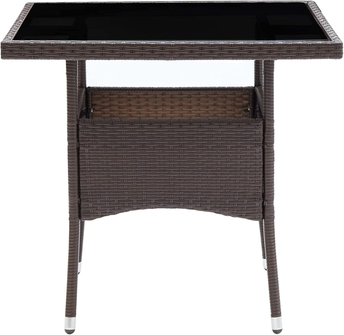Gecheer 3-Piece Poly Rattan and Glass Bistro Set, Rattan Garden Table and Chairs, Dining Room Chairs, Square Glass, 80 cm and 2 Outdoor Rattan Chairs - QUORE