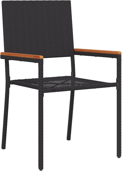 Stackable Garden Chairs Set of 2 Rattan, Polyester, Black for Patio, Balcony, Outdoor Furniture, Comfortable and Durable, Space-Saving Design - QUORE