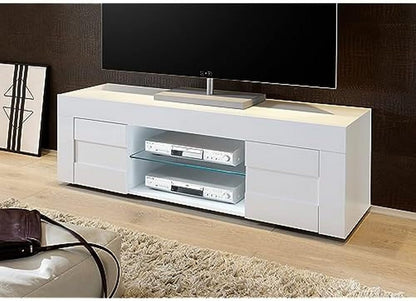 L & C Base TV 2 Ante Piccola 138 x 44 x 42 cm Glanzend wit