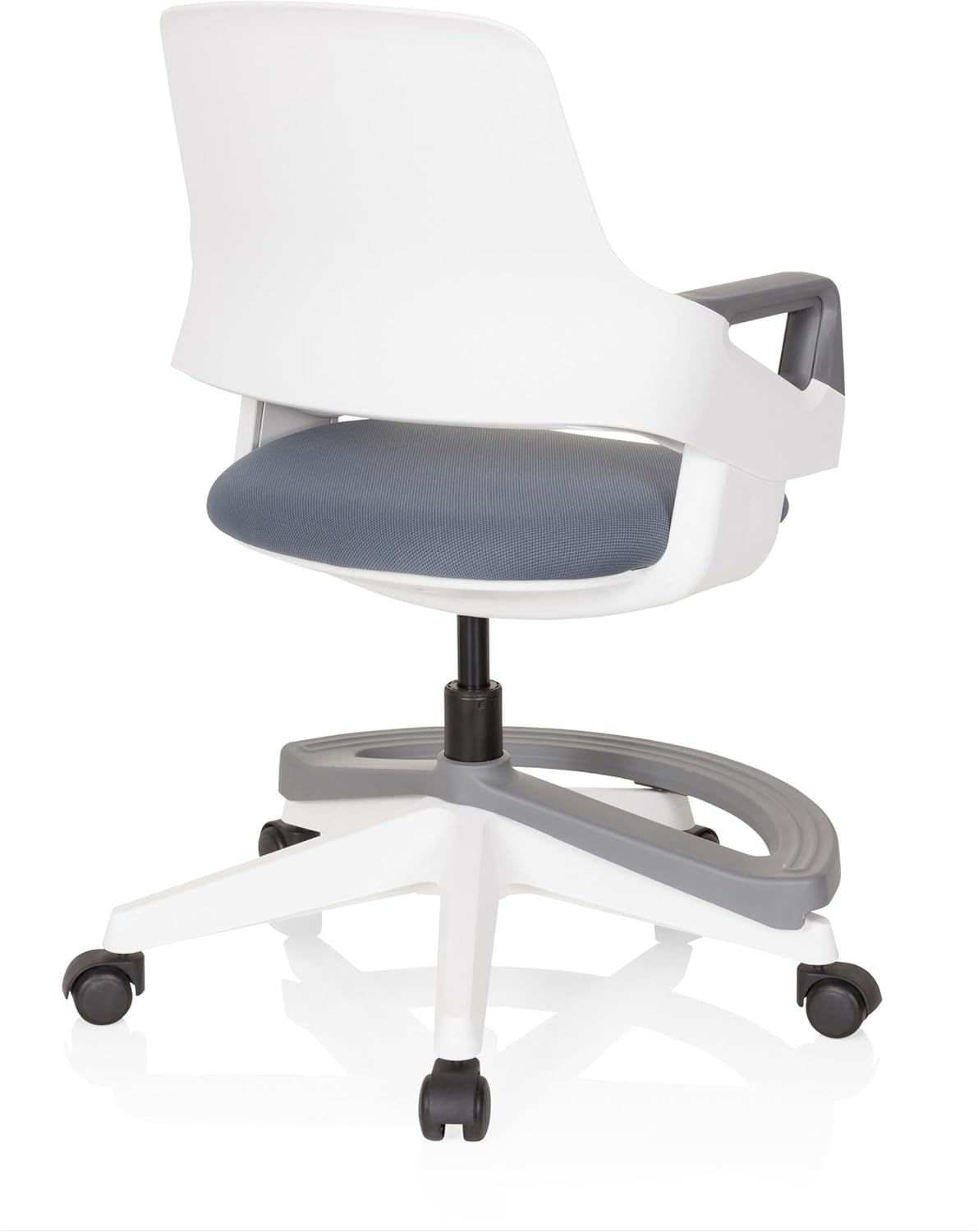 hjh OFFICE 640510 Kid Flex kinder- en tienerstoel van stof, grijs, meegroeiende draaistoel, voetensteun en rugleuning in hoogte verstelbaar