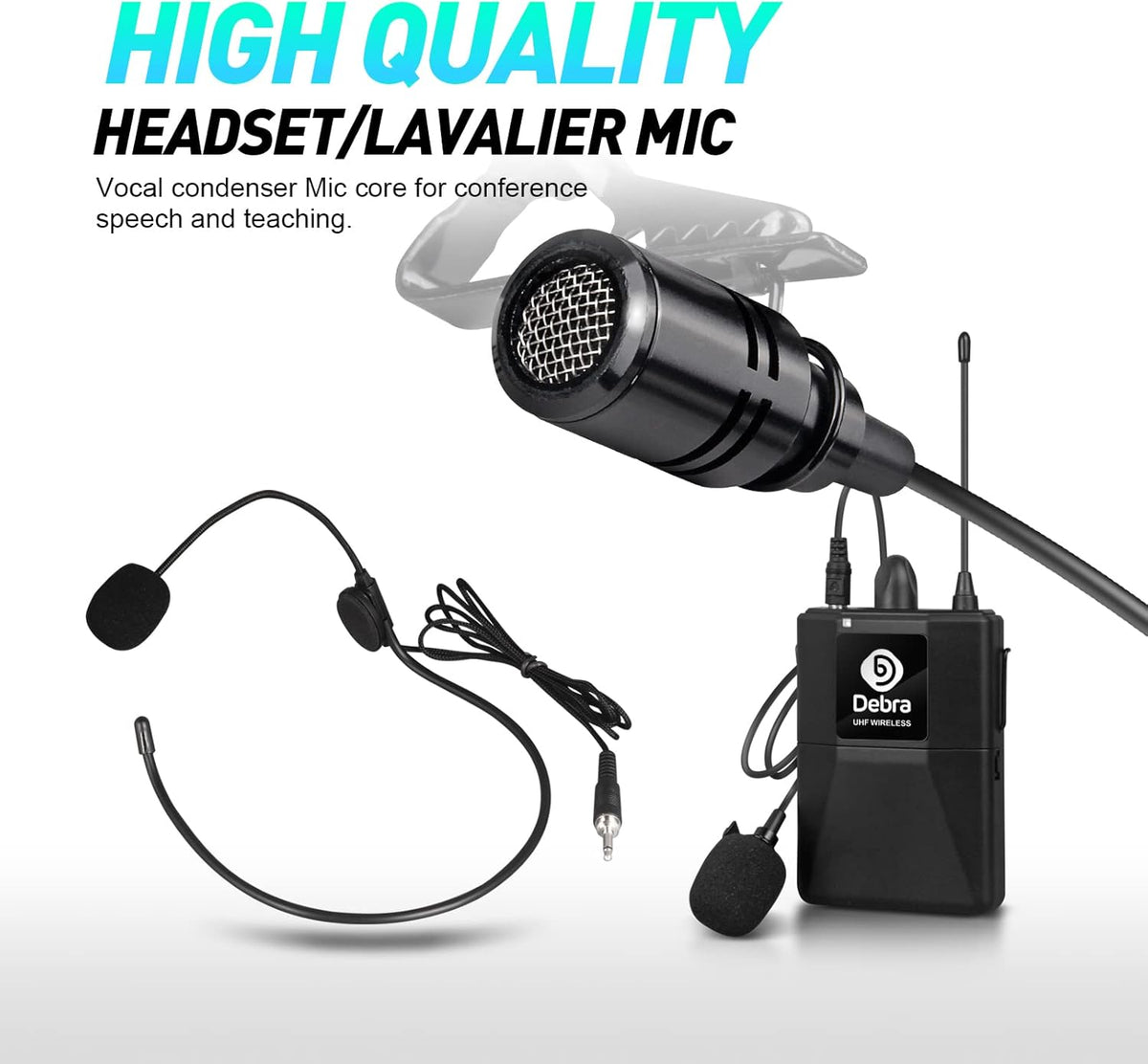 Draadloze microfoonset – Microfoonsysteem – UHF microfoonset – Draadloos microfoonsysteem – Karaoke microfoonset – 8-Kanaals Set Met 4 Handmicrofoons En 4 Bodypack Zenders – Metalen Ontvanger Met Squelch-Circuit