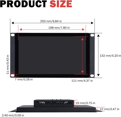 GeeekPi 9 inch 1280x720 LCD-touchscreen 3U rackmonitor voor DeskPi RackMate T0/T1/T2/T0 Plus/T1 Plus serverkast