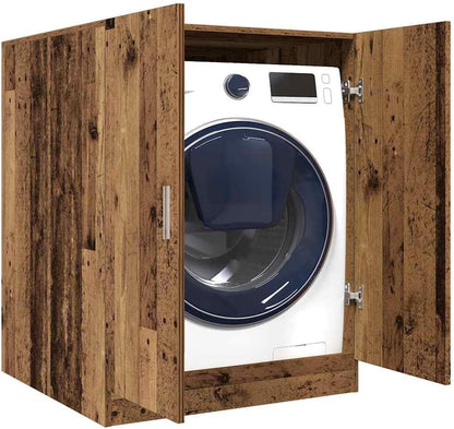 Wasmachinekast – Wasruimte Kast – Badkamerkast – Bijkeukenkast – Opbergkast – Oud Hout Kleur – 2 Deuren – Vochtbestendig & Duurzaam