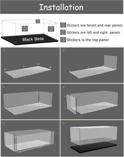 Acryl vitrinekast, acryl displaybox met zwarte basis, stofdicht, transparante displaycase, voor verzamelfiguren, poppenspeelgoed, modellen auto's (60 x 40 x 30 cm)