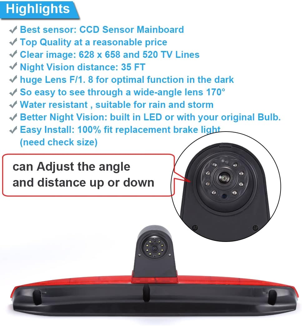 Auto derde dak top mount licht stop camera HD waterdicht nachtzicht achteruitrijcamera voor Mercedes Vito Mixto W639 BJ 2010/Vito 639 Bj 2019 W447 109 111 114 BLUETEC LWB Kasten CDI Van